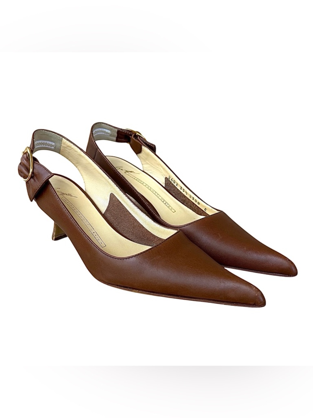 GIUSEPPE ZANOTTI Cognac Leather Slingback Heels